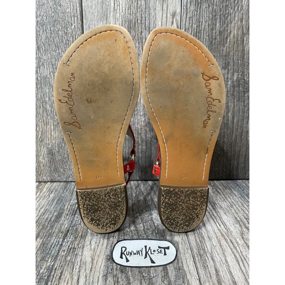 SAM EDELMAN GRETA Ankle Strap Leather Sandals Orange size 6.5M - Picture 8 of 12